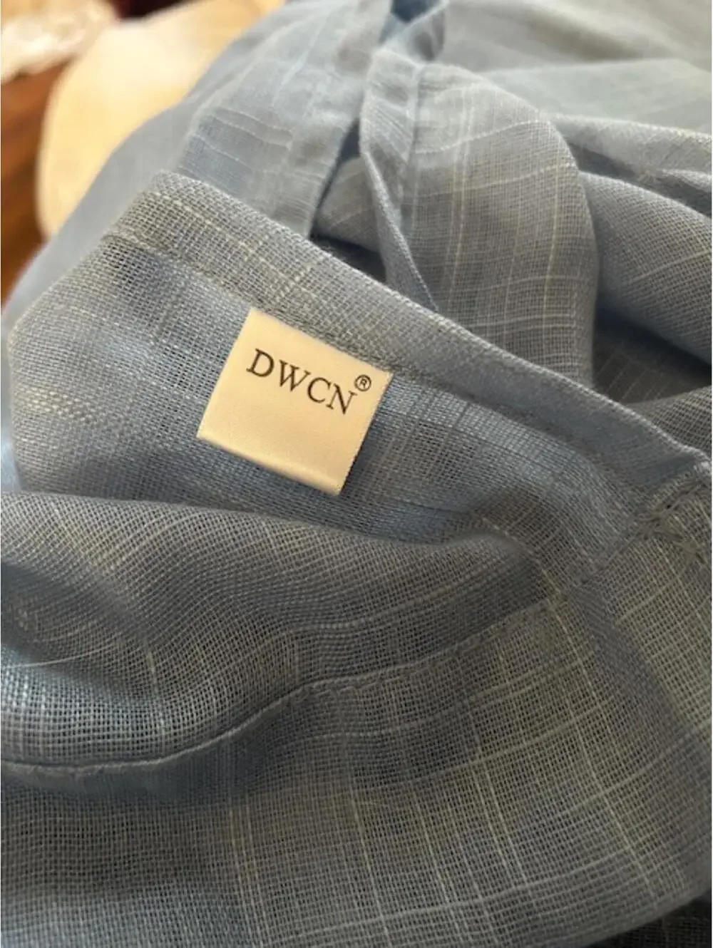 DWCN Light Blue Linen Curtain Panel with Silver Grommets Set of 4